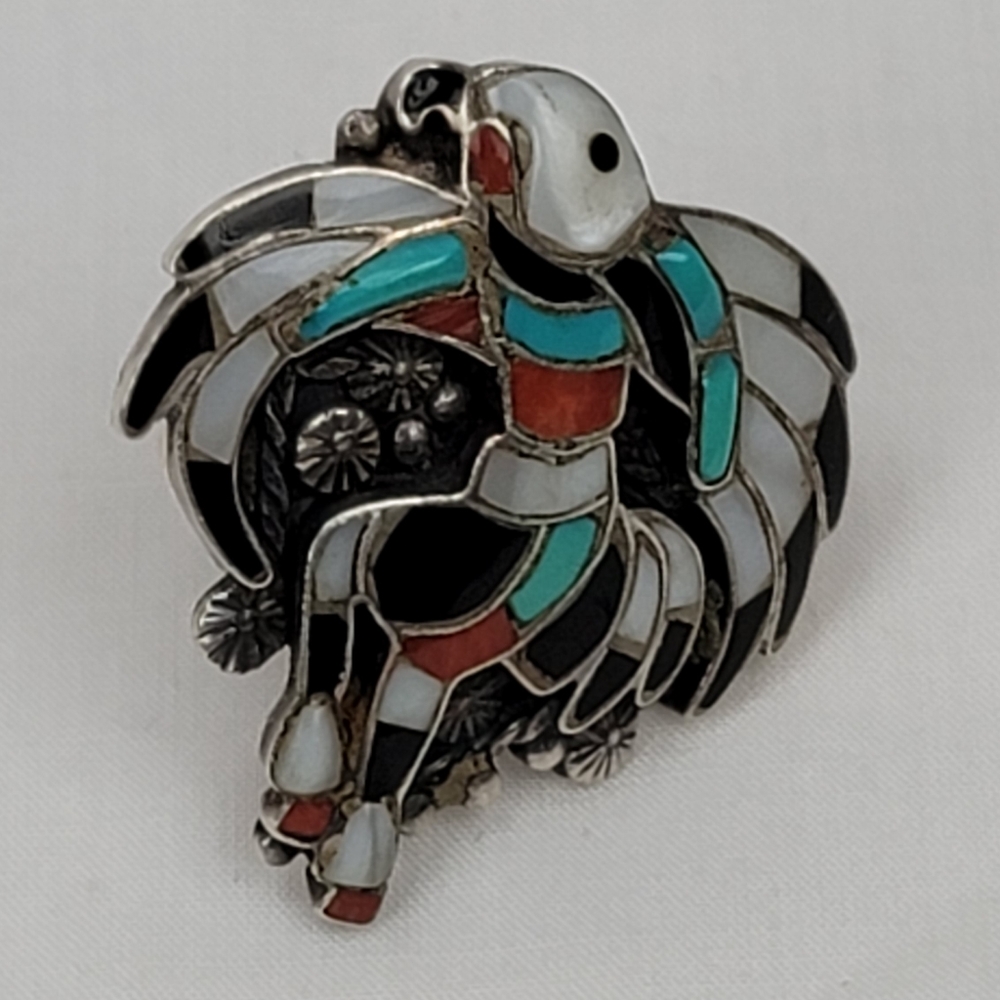 Vintage Eagle Tourquose Silver Ring Indian Jewelry